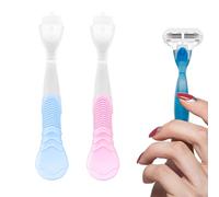 2pcs replacement shaver handle, women's anti slip ergonomic handle, bikini beauty hair removal shaving compatible with shaver (blue and pink)