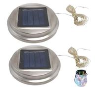 2PCS Replacement Solar Light Parts, 30 LED Solar Watering Can Lights, Waterproof Round Replacement Light Tops, DIY Garden Fairy Lights Outdoor Colorful