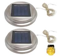 2Pcs Replacement Solar Light Parts, 30 LED Solar Watering Can Lights, Waterproof Round Tops for DIY Garden Fairy Lights, Outdoor Decor, Warm White