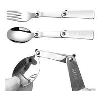 2pcs Replacement Spoon & Fork for Thermos, Stainless Steel Foldable Spoon & Dinner Fork for Outdoors Travel Replacement Parts Compatible with Thermos Funtainer 16oz Food Jar