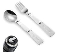2pcs Replacement Spoon & Fork for Thermos, Stainless Steel Foldable Spoon & Dinner Fork for Outdoors Travel Replacement Parts Compatible with Thermos Funtainer 16oz Food Jar