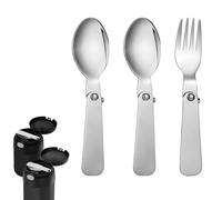2pcs Replacement Spoons and 1pc Fork Compatible with Thermos Funtainer 10oz Insulated Food Jar, Stainless Steel Metal Folding Spoon Portable Foldable Spoon Utensils for Thermos Part, Dishwasher Safe