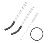 2pcs Replacement Straw for Ninja BlendBOSS Personal Smoothie Blender Tumbler, Reusable Glass Drinking Straw with Gasket O Ring & Cleaning Brush Parts & Accessories for BlendBOSS Travel Tumbler