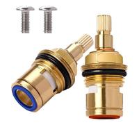 2PCS Replacement Tap Valves Brass Tap Mixer Tap Cartridge Quick Opening Copper Valve core Faucet Ceramic Stem Disc Cartridge Faucet with Screws for Bathroom Kitchen (Hot&Cold)