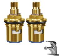 2PCS Replacement Tap Valves Kitchen Mixer tap Cartridge Replacement Brass Ceramic Stem Disc Cartridge Faucet tap Cartridge Replacement 1/4 Turn for Bathroom Kitchen
