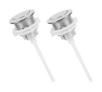 2pcs Replacement Toilet Flush Button for Bathroom Tanks Round Silver | Plastic ABS Top Press, Straight Rod Mechanism, Easy Installation, for Homeowners and Maintenance Staff