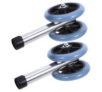 2pcs Replacement Walker Wheels Dual-Wheel Caster Kit for Adults | 4.72 Inch Height Adjustable, Stainless Steel and Plastic Build, Smooth Stable Rolling for Wood Floors