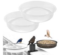 2pcs Replacement Wild Bird Seed Feeder Bowl or Water Dish,Plastic Round Bird Feeders Bowls,Clear Plastic Tray for Feeding Stations, Birdseed Birdbath Bowl Garden Supplies (Silver(2PCS))
