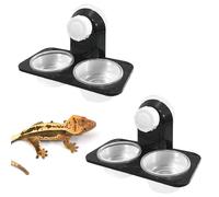 2pcs Reptile Accessories, Reptile Water and Food Bowl, Crested Gecko Accessories, Plastic Suction Cup Reptile Water Dish Reptile Feeder, Reptile Feeder Water for Lizard Tortoise Turtle Snake Scorpion