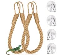 2PCS Reptile Climbing Hemp Rope Set, Reptile Accessories 60CM Leopard Gecko Accessories with 4 Suction Cup Hooks Crested Gecko Accessory Hermit Crab Rope Ladder for Lizards Snakes Crabs