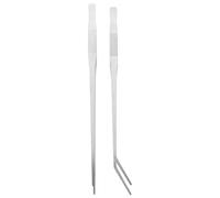2pcs Reptile Feeding Tongs, Precision Tool Stainless Steel Extra Long | Silver Smooth Finish, Straight and Curved Heads, Anti-Slip Grip, for Aquariums, Reptile Enclosures, Snakes