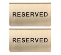 2pcs Reserved Table Sign Tent, Stainless Steel Gold Finish | Modern Tent Shape, Printed, Ready to Use, Wedding Banquet Settings, Eye-catching Display