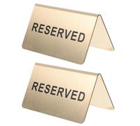 2pcs Reserved Table Tent Sign in Stainless Steel Golden Finish | Rustproof Tent Shape, Stands Upright without Tools, Print, Restaurant Settings and Business Meetings