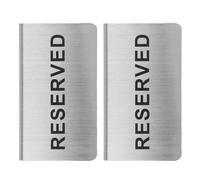 2pcs Reserved Table Tent Signs in Stainless Steel, Silver Finish | Tool-free Upright Display, Reserved Print, Modern Tent Shape for Restaurants and Weddings