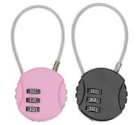 2pcs Resettable Steel Cable Combination Padlock for Gym Lockers | Zinc Alloy Shell, Waterproof Use in Rain, Cut Resistance, for Commuters and Renters