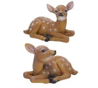 2Pcs Resin Deer Decoration Outdoor Sika Fawn Figurine Lawn Garden Pond Ornament for Home Decor