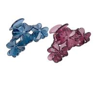 2pcs Resin Hollow-out Three-petal Hair Claws Blue Clasp