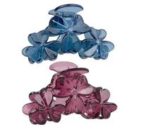 2pcs Resin Hollow-out Three-petal Hair Claws for Blue