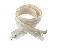 2pcs Resin Zipper Set, Size 5# 80-150cm Open-End with Double Sliders, for Bag and Apparel Sewing,Beige,150cm