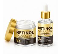 2PCS Retinol and Collagen Face Cream & Serum Set - Face Moisturiser Nourishing Face Cream, Day and Night All-in-One Skincare Kit for Firming & Smoothing - with Vitamin C, E & Hyaluronic Acid, 60g+30ml