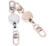 2pcs Retractable Badge Holder Keychain with Steel Wire and Metal Clasp | Automatic Rebound, Quick Badge Scan, Secure Attachment for Access Cards, Pendants, Office Staff and Students