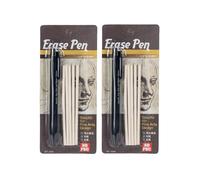 2PCS Retractable Eraser Pen, 3.8mm Tip Click Erasers Retractable with 10 Refills, Correcting Erasing Tool, Artists Drafting Writing Drawing Sketching