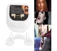 2PCS Retractable Halloween Vampire Fangs Teeth, Scary Creepy Fake Vampire Fangs for Kids Adults, Realistic Reusable Fake Vampire Fake Teeth Cosplay Accessories Halloween Party Prop Decoration