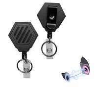 2PCS Retractable Keychain Heavy Duty, Retractable Badge Reel with Magnetic Closure, Tactical Badge Reel with Belt Clip (Bearing 16 oz) (Style 1)