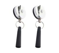 2pcs Retractable Keychain Pen Loop, 60cm Anti-lost Cord | Black Plastic and Steel Wire Design, Automatic Rebound, Pocket or Lanyard Mounting, for Badges, USB Drives and Outdoor