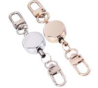 2pcs Retractable Keychain Reel with Metal Clasp and Steel Wire | Hands-free Access, Quick Pull Mechanism, Includes Key Ring and Carabiner, Suitable for Office Staff, Security Personnel