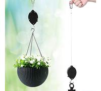 2PCS Retractable Plant Pulley Hanger, Adjustable Auto Lock Plant Hook Easy Raise Lower Plant Pot Hooks for Garden Baskets Pots Support Indoor Black