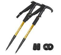 2pcs Retractable Trekking Pole, Aluminum Alloy Walking Poles, for Outdoor Activities Mountaineering and Cross-Country Running(Gold)