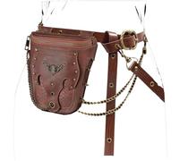 2PCS Retro Belt Pouch Chain Belt Renaissance Waist Pack Casual Crossbody Phone Bag DIY Dress Up Costume Gothic Cosplay Accessories, Brown 091, Standard, Medieval