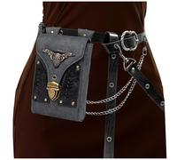 2PCS Retro Belt Pouch Chain Belt Renaissance Waist Pack Casual Crossbody Phone Bag DIY Dress Up Costume Gothic Cosplay Accessories, Black, Standard, Medieval