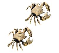 2pcs Retro Brass Crab Figurine for Tea Table Collectible Display Decor | Aged Patina Finish, Tarnish-resistant Brass, Golden Mini Accent for Coastal Rooms and DIY Craft Projects