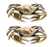 2pcs Retro Brass Crab Figurine with Aged Patina for Desktop Ornament | Gold Finish, Lifelike Detailing, Low Maintenance, Tea Table Accent for Art Lovers and Nature Lovers