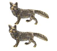 2pcs Retro Brass Little Fox Ornaments - Cute Animal Figurines for Home Decor
