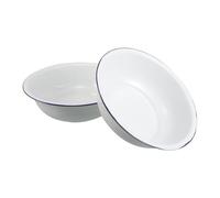 2pcs Retro Enamel Foot Soaking Basin 32 34cm Old Fashioned White | Smooth Surface, Sturdy Family-friendly Size, Multi-purpose Use for Washing Delicate Clothing and Home Decor