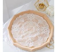 2pcs Retro French lace Placemats, exquisite flower embroidered Round Doilies Coasters Vase mat for home decoration(White,Diameter18cm)