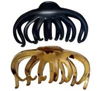 2pcs Retro French Style Large Hair Claw Clip for Elegant Hair Styling | Black Plastic Resin Build, Sturdy and Easy to Wear, Chic Simple Design, Suitable for Daily Hair Styling