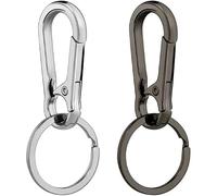 2pcs Retro Keychain with Belt Clip, Classic Design Key Holder, Durable Metal Keychain, Silver&GunBlack, Silver&gunblack, One Size