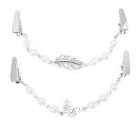 2pcs Retro Pearl Sweater Clips Silver Alloy Cardigan Clasp for Women | Vintage Style with Pearl Elements, Cloth Fixing for Cardigans and Coats, Office Wear, Formal Occasions