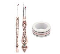 2pcs Retro Seam Remover Set, Vintage Hand Stitch Remover with Mini Red Ball Tip and Sewing Position Tape for Quick Thread Removal in Needlework, DIY Crafts, and Leather (Rose Gold)