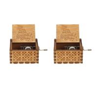 2Pcs Retro Wooden Hand Crank Music Boxes, 18-Note Happy Birthday Melody, Thoughtful Gift for Him & Her, Vintage Home & Office Decor for Anniversary, Christmas & Special Occasions