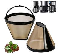 2pcs Reusable 4# Coffee Filter for Russell Hobbs 10cup Coffee Makers | 4# Reusable Coffee Filter Compatible with Braun KF1500BK/KF47BK, Melitta 1017-08/1023-02 & Russell Hobbs 10cup Coffee Makers