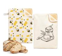 2PCS Reusable Beeswax Bread Bags, Eco-Friendly Bread Bags to Keep Breads Fresh Longer, 43 x 33cm L-Shaped Bees Wax Storage for Homemade Breads, Bakery Essentials Home Kitchen Pantry Use