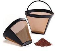 2PCS Reusable Coffee Filters for Ninja, Premium Gold Coffee Filter, No.4 Cone Coffee Maker Filters for Coffee Lovers, Compatible with Ninja Dual Brew Pro Reusable Coffee Filter