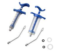 2Pcs Reusable Goats Syringe, 2 Drench Nozzle Adjustable Dosage Drench Gun Syringe for Bird, Cattle, Sheep, Goats, Horse, Pig, Dog Supplies (S+M-10ML+50ML)