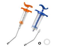 2Pcs Reusable Goats Syringe, 2 Drench Nozzle Adjustable Dosage Drench Gun Syringe for Bird, Cattle, Sheep, Goats, Horse, Pig, Dog Supplies (20ML+50ML)