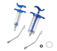 2Pcs Reusable Goats Syringe, 2 Drench Nozzle Adjustable Dosage Drench Gun Syringe for Bird, Cattle, Sheep, Goats, Horse, Pig, Dog Supplies (S+M-20ML+50ML)